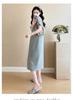 Summer 2026 Classic Maternity Knit Dress - Round Neck, Slim Fit, Short Sleeve, Plus Size