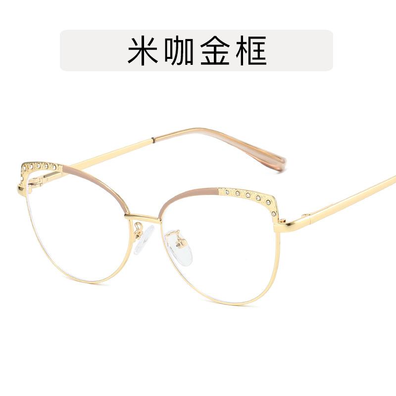 Cat Eye Shape Women Eyeglasses Rhinestone Decoration Stylish Glasses Frame for Women Blue Light Blocking Decorative Glass