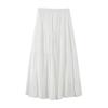 Women's Spring and Summer White Tiered Cake Skirt Elastic Waist A-Line High-Waisted Slimming Long Skirt Breeze Half Skirt