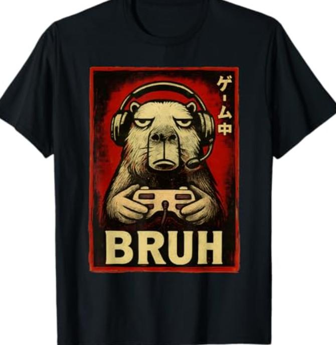 Funny Capybara Gamer Bruh Graphic Tee Men S разноцветный