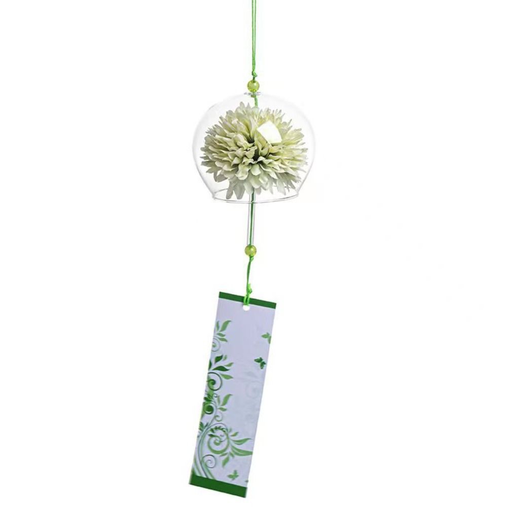 

Hanging Glass Wind Bell Handmade Cherry Blossom Pendant Sakura Wind Chimes Garden Decoration зелёный