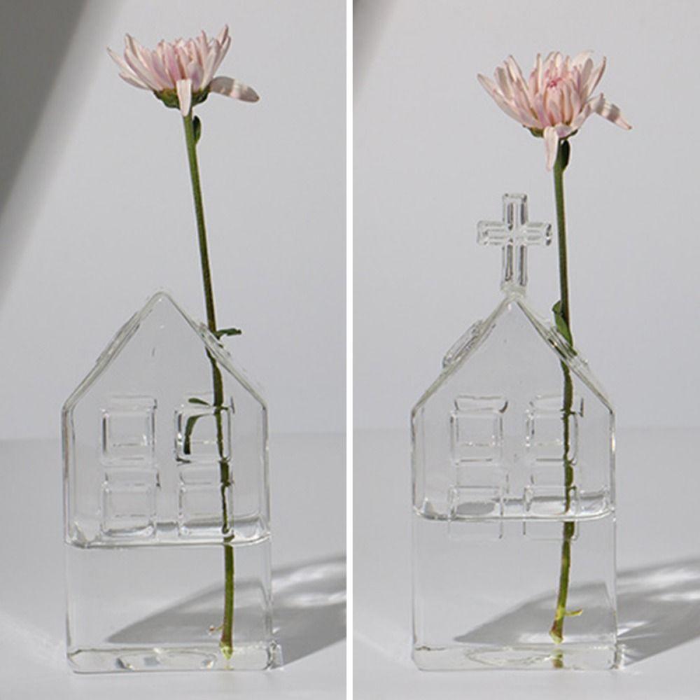 Polished Transparent Vase Container Glass Art Hydroponic Vase Ornament  Flower Arrangement