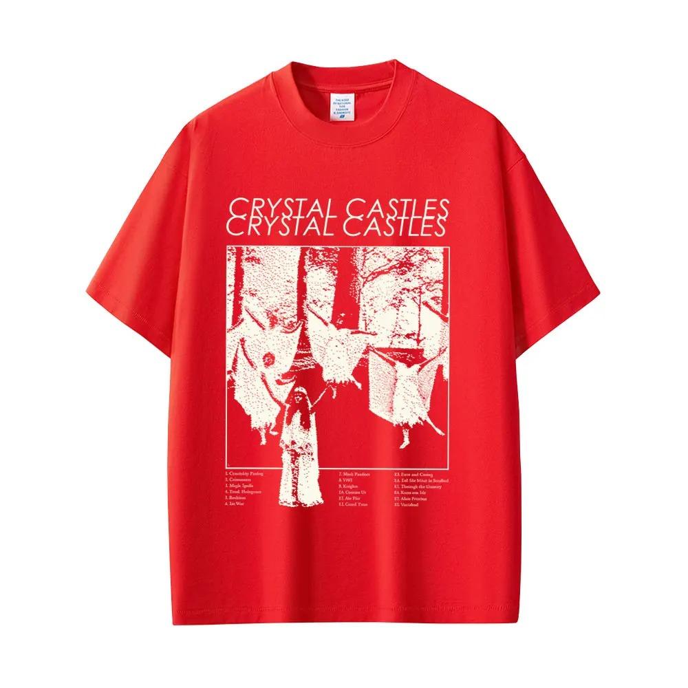 Crystal Castles Band T-shirt Men's Hip Hop Rock Oversized Short Sleeve T-shirts Men Women Vintage Electronic Punk Music T Shirts