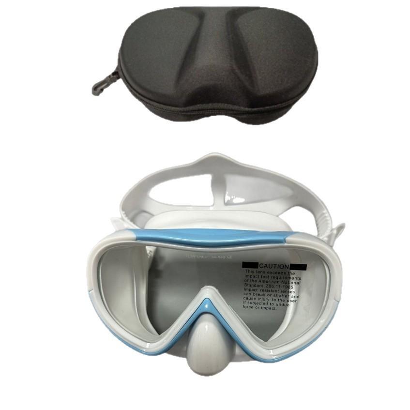 High-Definition Anti-Choke Diving Goggles with Integrated Nose Protector for Nearsighted Men and Women, Includes EVA Case