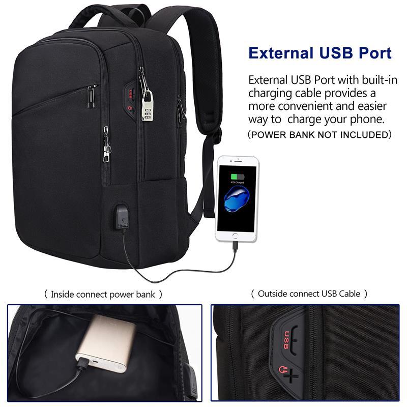 Klasický batoh na notebook pro muže s USB nabíjením 15,6 palce, cestovní batoh na počítač pro muže s velkou kapacitou, obchodní taška do školy