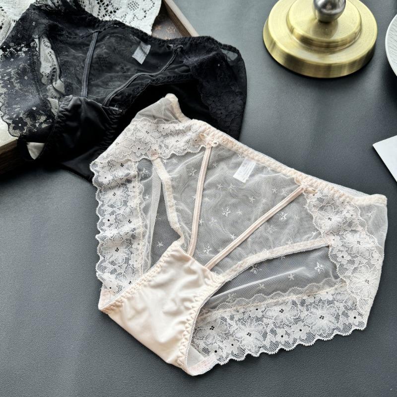 Ladies Spring and Summer Sexy High Slit Mesh Lace Panties