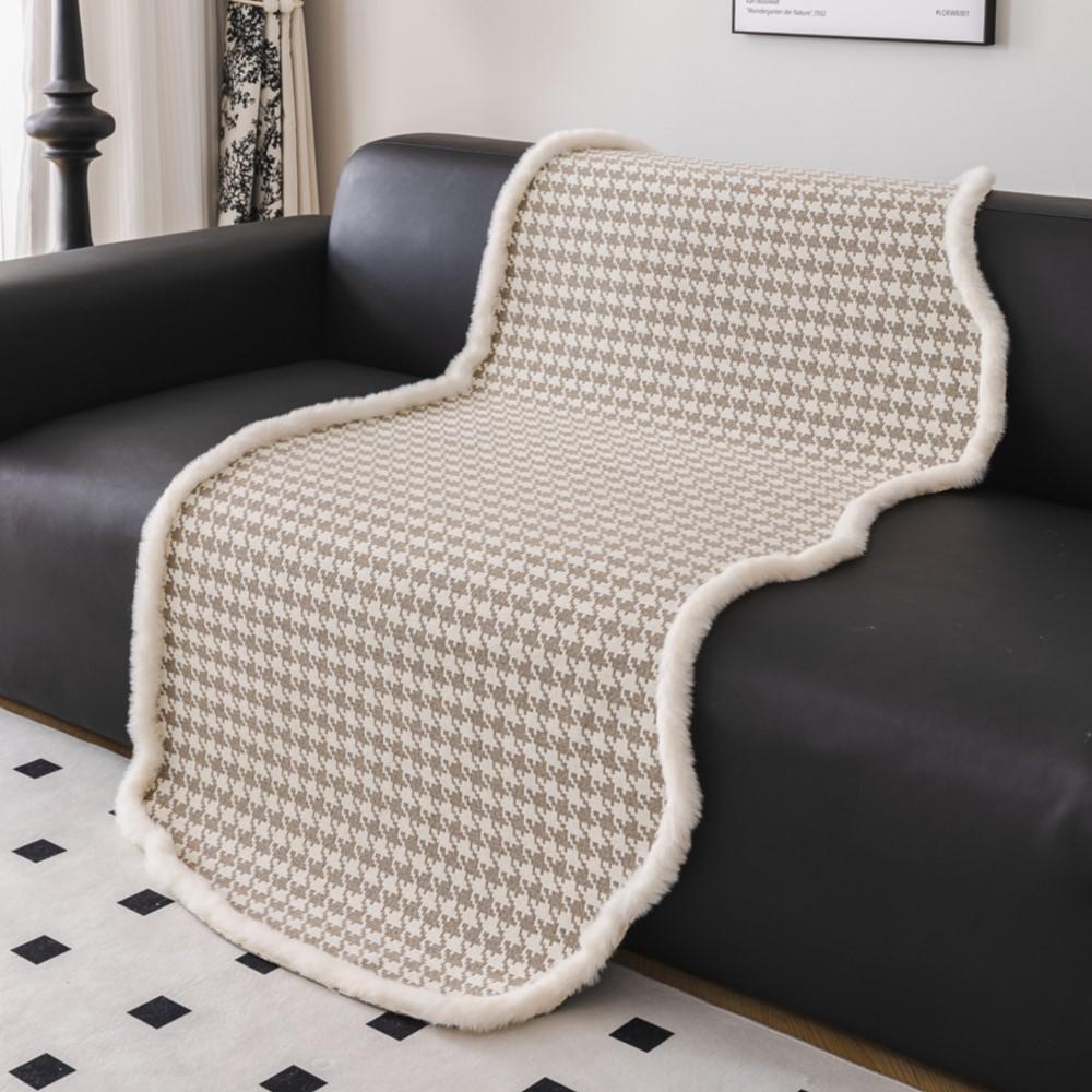 Vintage Irregularity Houndstooth Sofa Covers Plush Sectional Couch Non Slip Sofa Slipcover Furniture Protec Cushion Carpet