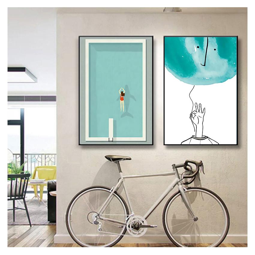 Postere din pânză Pictură Imprime figuri creative Postere pentru camera de zi Modern art Home Decor nordic piscina de perete art