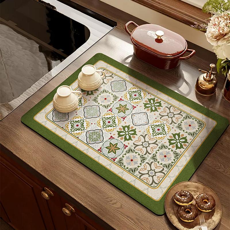 American Retro Light Luxury Kitchen Countertop Drain Pad, Diatom Mud Suction Pad, Quick-drying Washing Table, Sink, Bar Mat