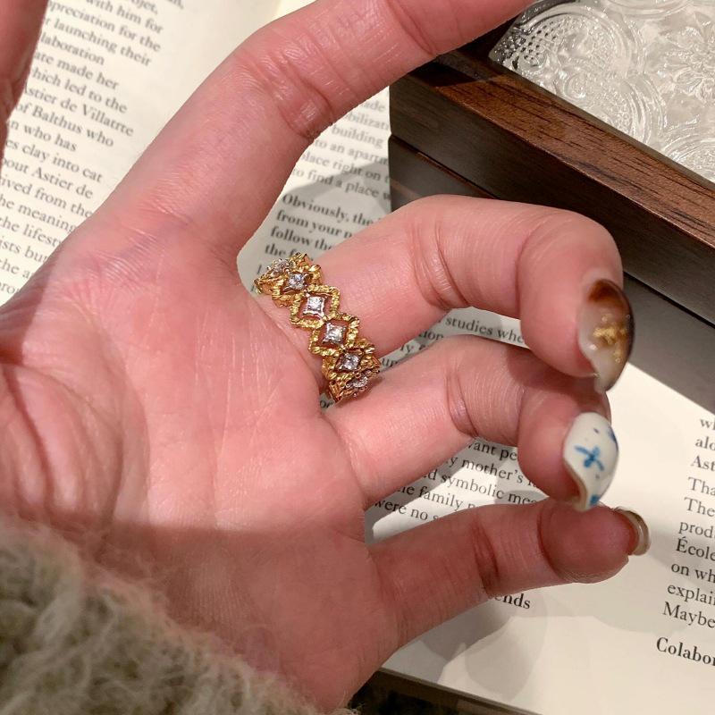 925 Sterlingsilber Unregelmäßiger Edelstein Damen Luxus Zeigefingerring - Nicht Verblassend, Verstellbar, Leichtes Nischendesign.