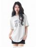 Unisex Summer Trend Cat Print Cotton Tee, Drop Shoulder, Loose Fit