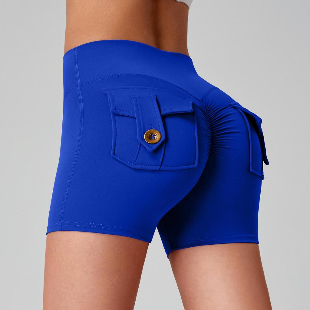 Pantaloncini da Yoga da Donna Asciugatura Rapida Peach Butt con Tasche Cargo