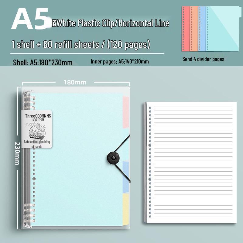 Comfort Grip Thick Ring Binder Notebook, B5/A4 Loose-Leaf Refill, Ideal for Junior High Students