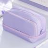 Minimalist Dual-side Open Pen Bag Large-Capacity Organizer 4 Compartments Pencil Case Zipper Durable