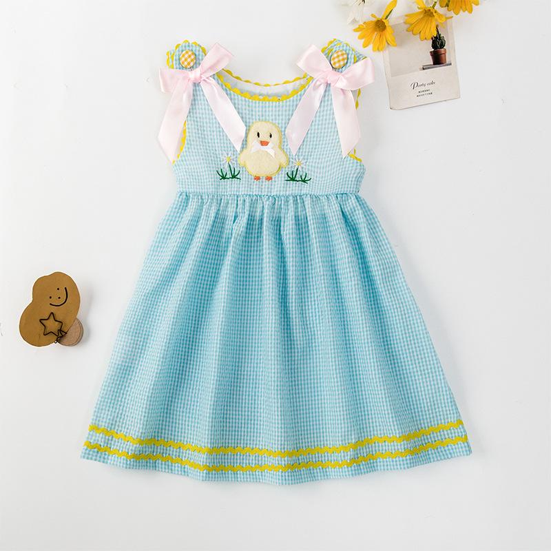 Girls Summer Sleeveless Plaid Dress Cute Princess Casual A Line Sundress For Little Kids And Toddlers 80cm светло-зеленый