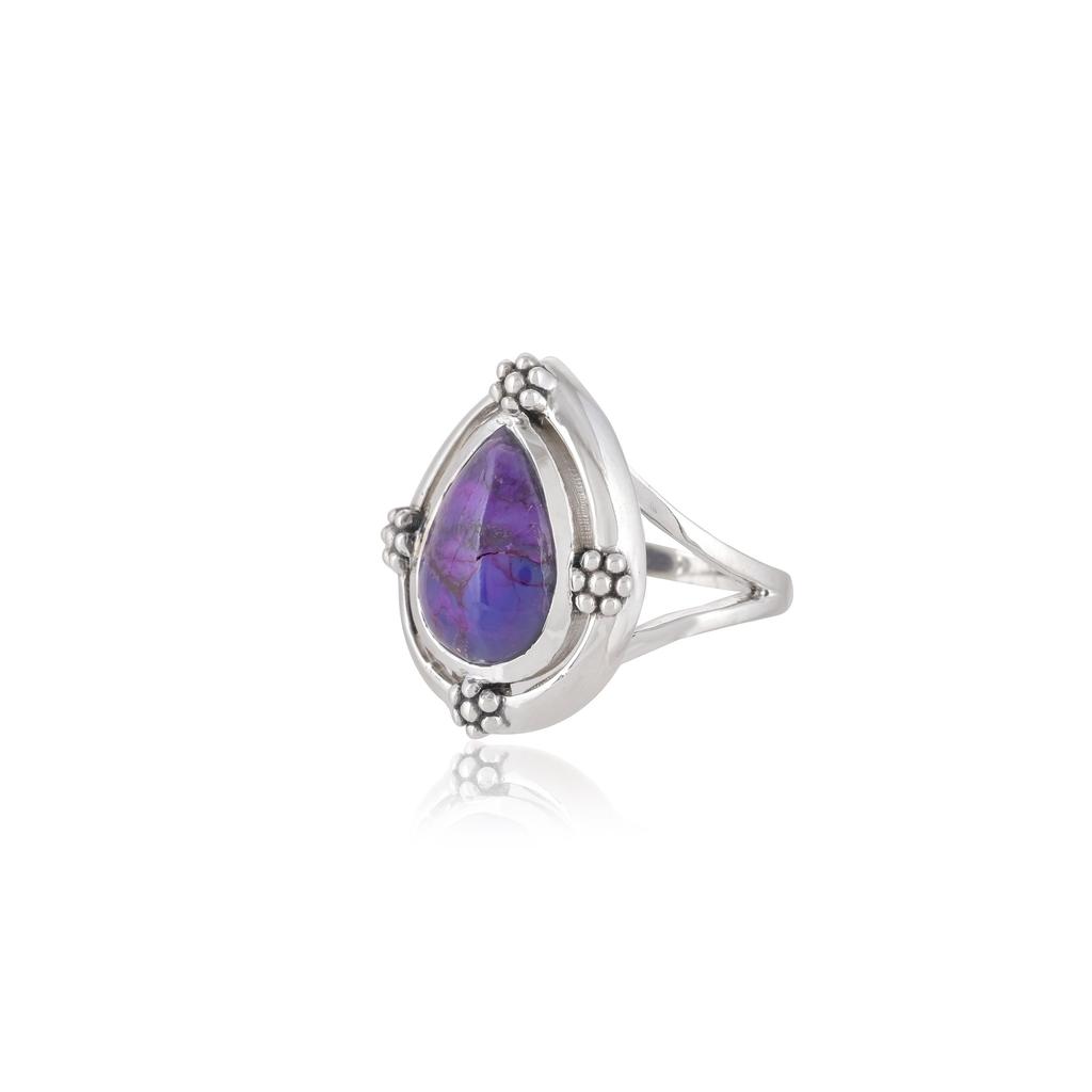 Handmade Pear Purple Mohave Turquoise Ring: 925 Sterling Silver