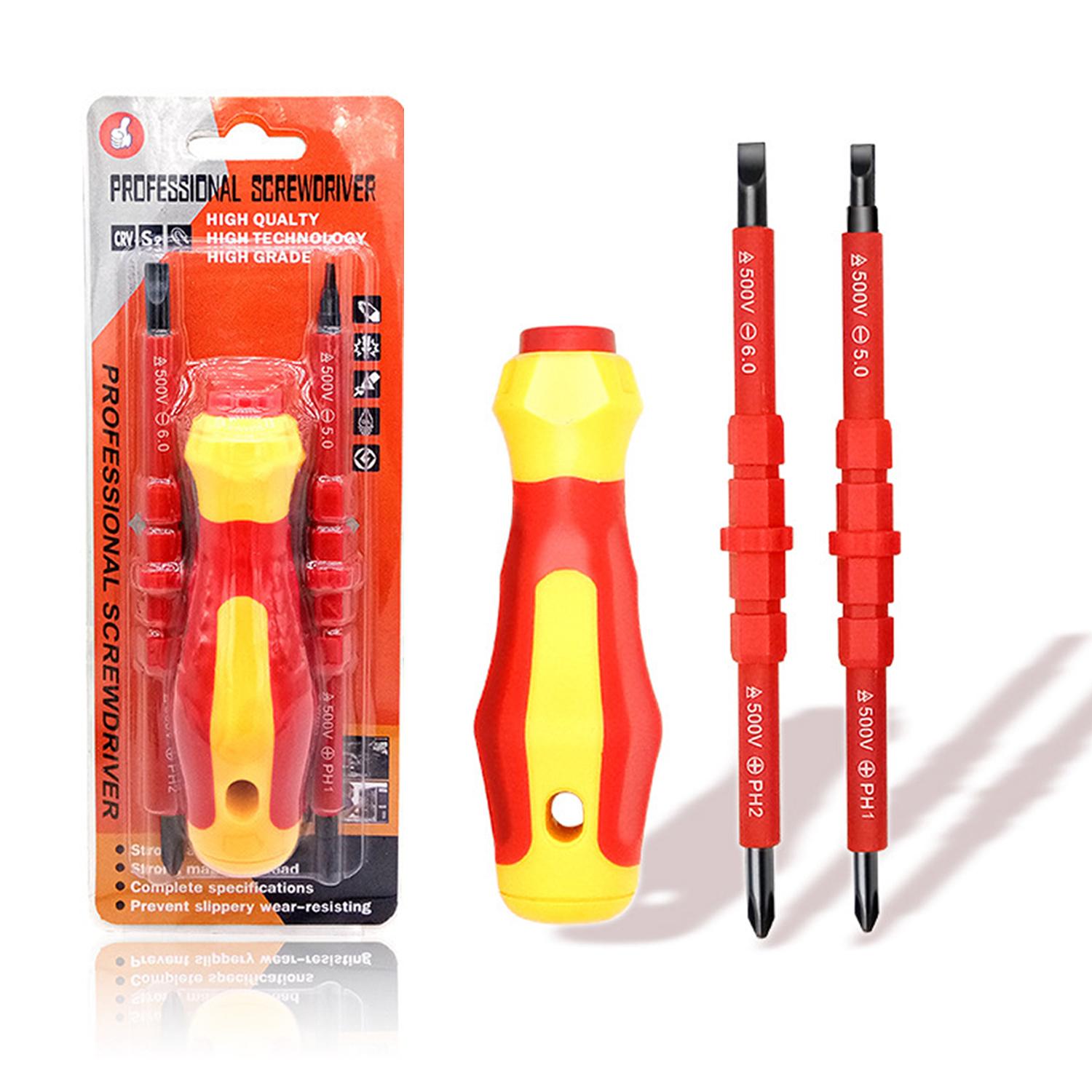 

3 In 1 Insulated Screwdriver Set PH1/PH2 Multi-Purpose Screwdriver Electricians Slotted Cross Screwdriver Bit Tools Kit Set