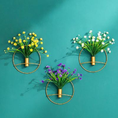Metal Geometry Wall Hanging Vase Modern Creative Stainless Steel Wall Frame Vase Decoration Art Nordic Living Room Home Decor
