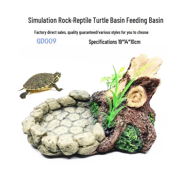 Resin Reptile & Turtle Water and Food Basin - Small Round Feeder Dish