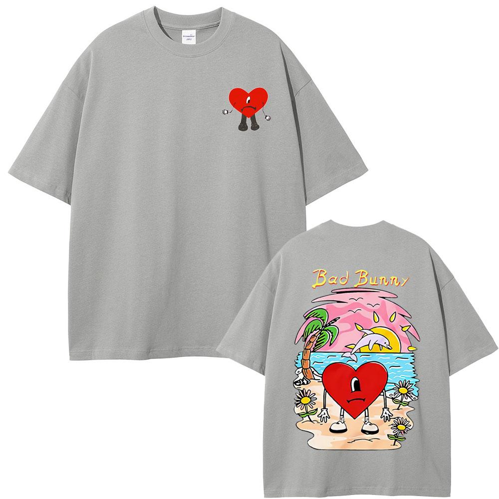 2025 Summer Bad Rabbit Tshirt Un Verano Sin Ti Graphic Tshirt Mens Fashion Super Street Highquality Casual Cotton Tshirt