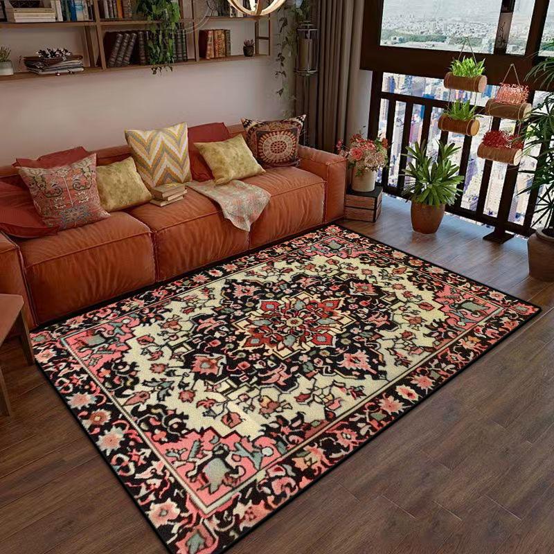 Retro Persian Living Room Rugs Decoration Bedroom Floor Mats Customizable Anti Slip Washable Short Velvet Office Carpet Lounge