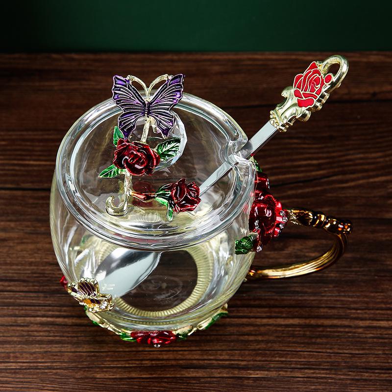 Tazze da Acqua Smaltate Colorate: Elegante Set in Vetro per Soggiorno per Caffè e Latte