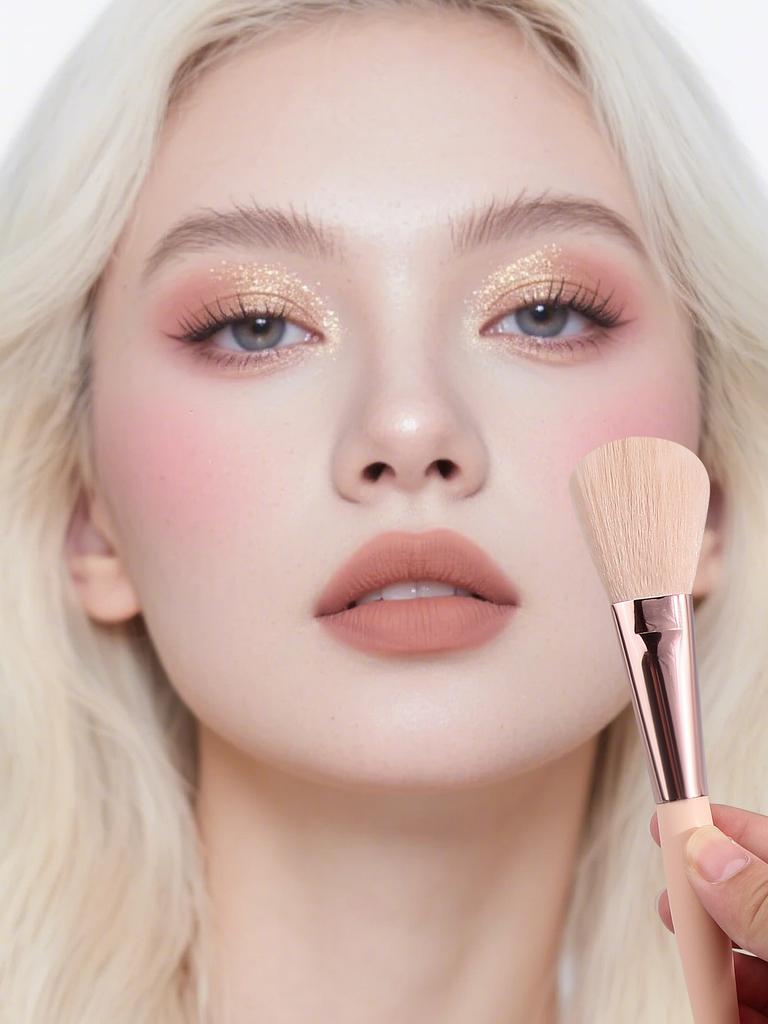 3PCS wooden handle makeup brush, blush brush, highlight brush, contour brush, special facial beauty tools for makeup artists