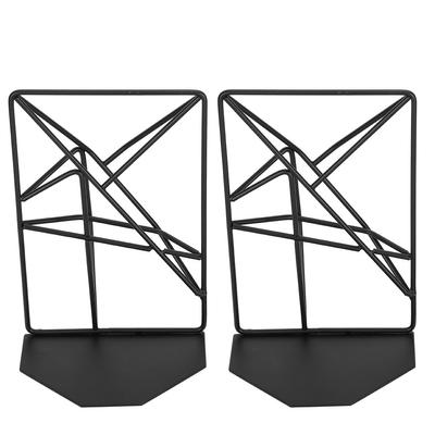 2 st Massiv Geometri Bokstöd Metall Ihåligt Skrivbord Halkfritt Bokstöd Hylla Kraftig Svart