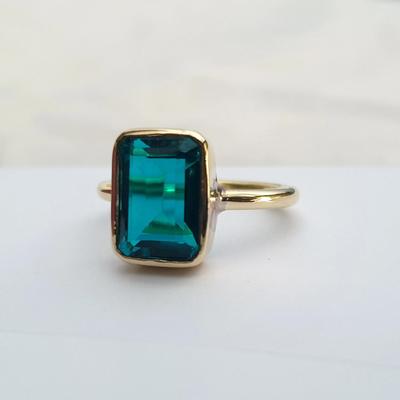 London Blue Topas 925 Sterlingsilber Gelbgoldauflage Ring Schmuck, Handgefertigter Geschenkring