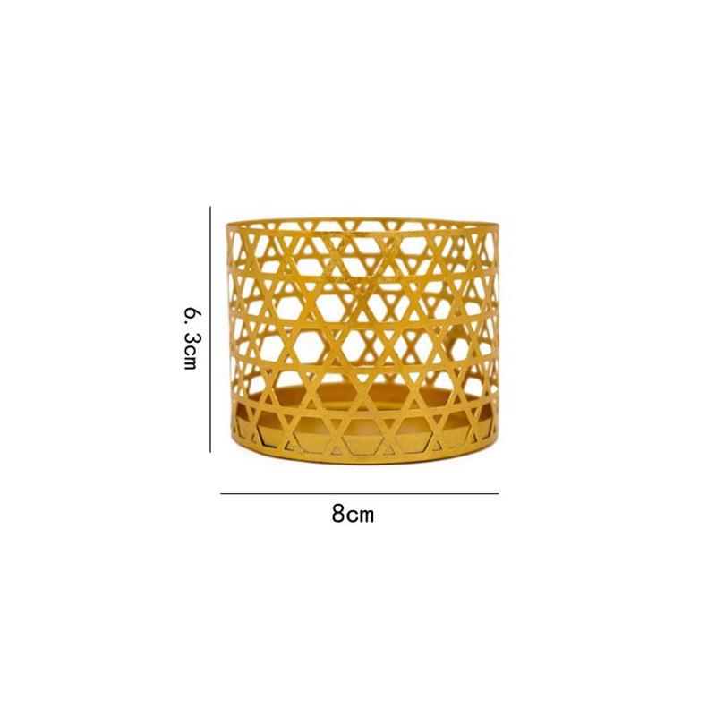 Nordic Golden Geometric Hollow Wrought Iron Candle Holder Creative Aromatherapy Candle Cup Home Decoration Ornaments Art Craft