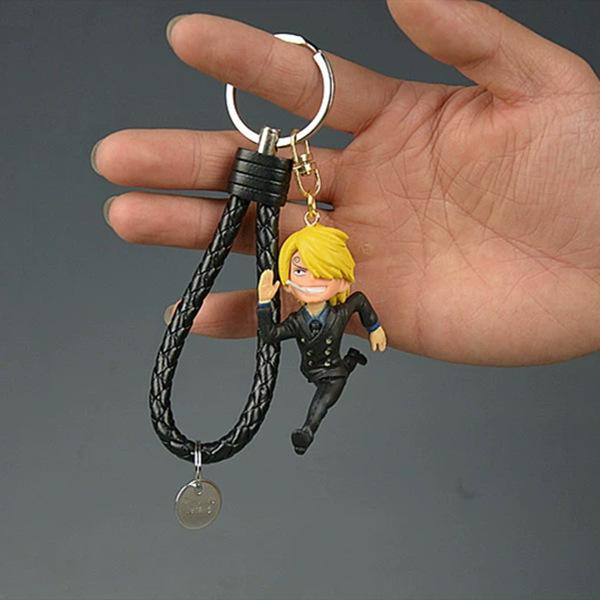 One Piece Model Cartoon Keychain Roronoa Zoro Monkey D Luffy Cartoon Toys Ornament Key Bag Car Keyring Birthday Gifts