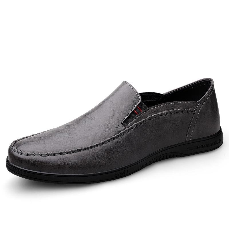 227 Men'S Shoes Leather Shoes One Pedal Flat-Bottomed Lazy Casual Shoes Spring And Summer Low-Top Feet Cowhide Surface Single Shoes