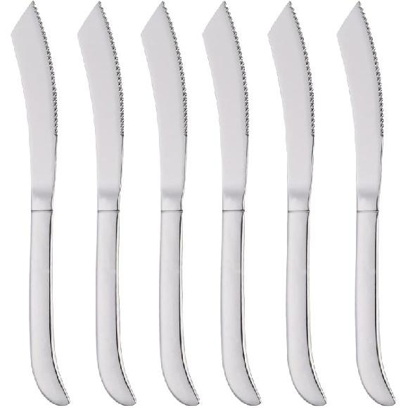 Набор стейковых ножей, Премиальные кухонные стейковые ножи из зубчатой нержавеющей стали, Набор из 6 штук, Можно мыть в посудомоечной машине (фиолетовый)