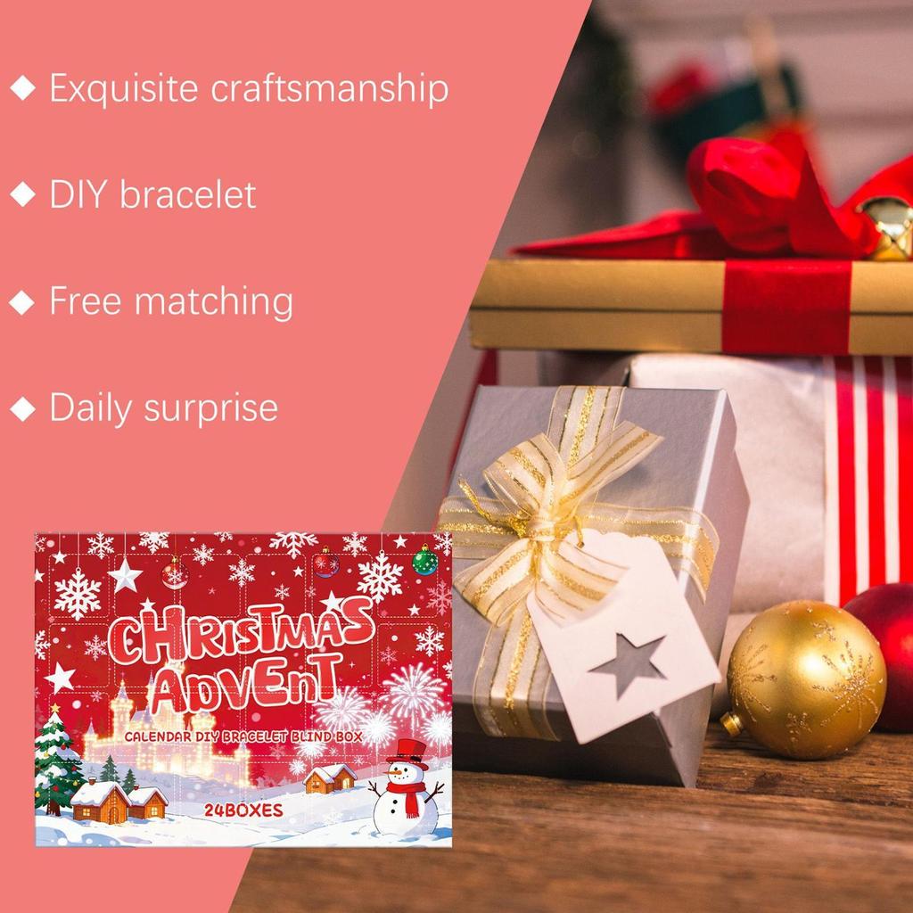 24 Countdown Calendar Advent Surprise Blind Box Set Christmas Charms Bracelet Set DIY Creative Ornaments Christmas Child Gifts