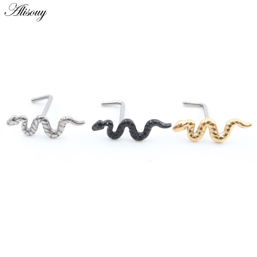 Alisouy 1 pièce G23 titane sans filetage torsadé serpent nez anneaux piercing oreille septum daith captif tragus clous d'oreilles bijoux de corps
