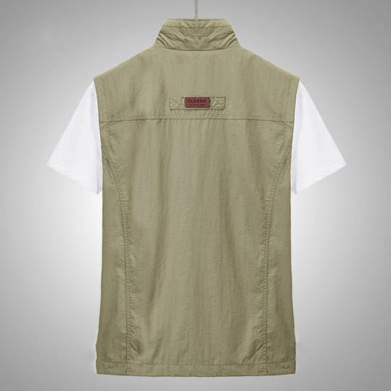 Revers ärmellose Weste Mantel mehrere Taschen Reißverschluss Knopfleiste wasserdichte Herren Cargo Bergsteigen Weste