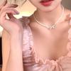 Elegant high-end bow pearl collarbone chain light luxury sweet girlish temperament niche design necklace
