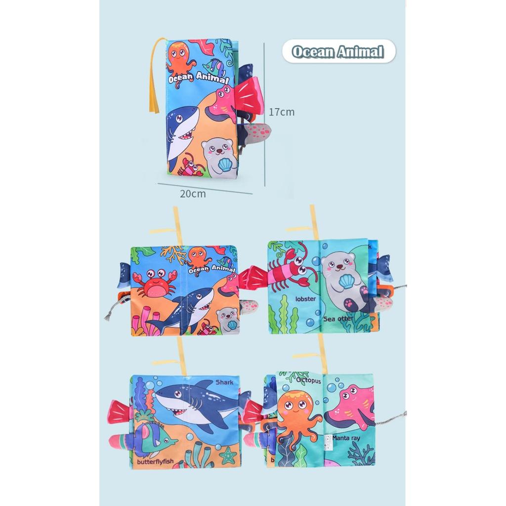 Baby Books Montessori Toys Waterproof  Soft Cloth Books 3D Animal Cognitive Infant Early Learning Educational Fabric Books Toys