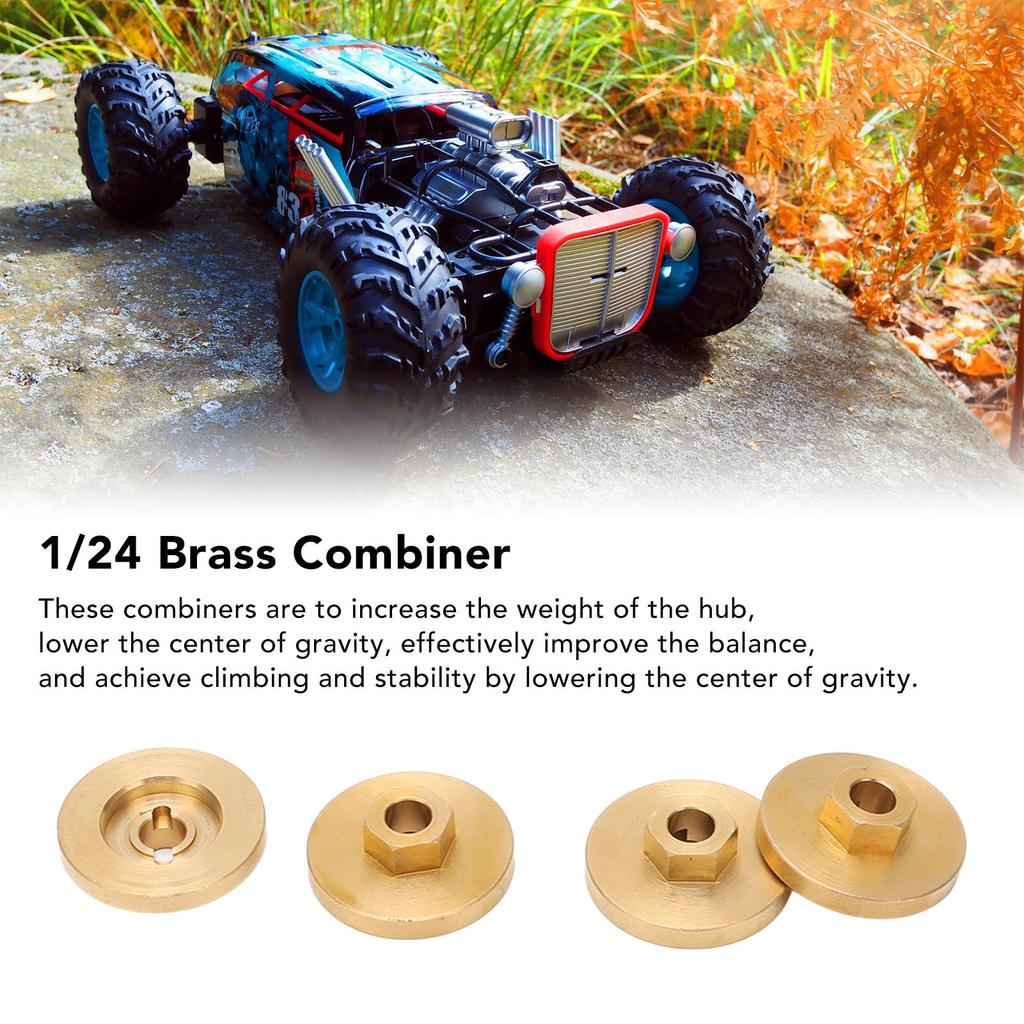 RC Car Combiner Brass 18mm Dia 6mm Thick Wear Resistance Rustproof Combiner for FMS FCX24 1/24 Crawler Gold