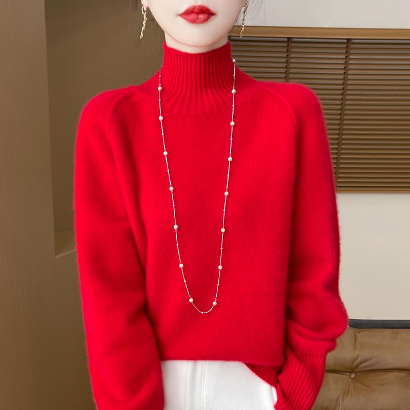 Women's Cashmere Sweater Qinghe Cashmere 30% Cashmere 70% Wool Warm and Fashionable All-match Autumn and Winter