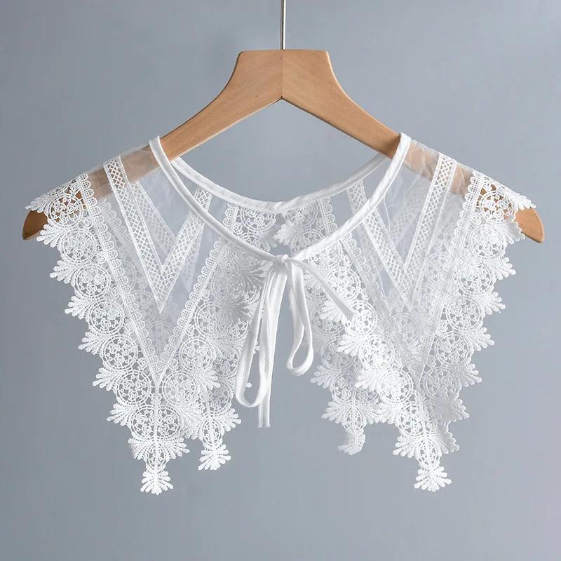 Perfect Match Lace Hollow Out Fake Collars For Women Floral Embroidered Detachable Collar Female Removable Cotton Polyester False Collar