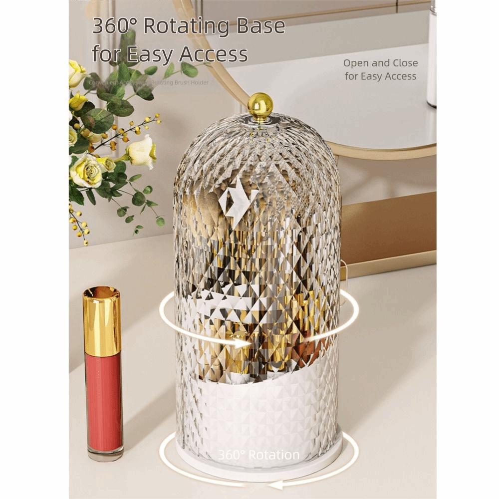 Dustproof Birdcage Makeup Brush Holder 360° Rotating Make Up Brush Bucket Eyebrow Pencil