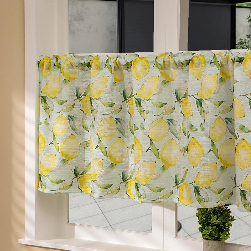 Lemon Print No-Punch Fresh Linen Door Partition Curtain for Bedroom & Kitchen