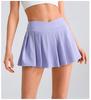 Solid Color High Waist Tummy Control Yoga Skirt - Women's Two-Piece Anti-Exposure Tennis Fitness Shorts