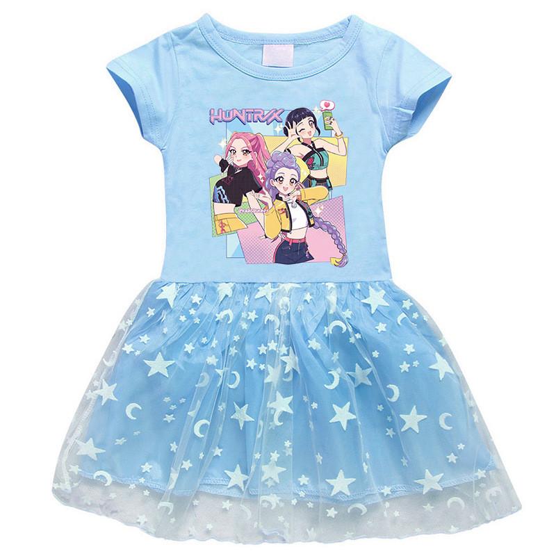 Vestido de Malla Redonda Estampado Kpop para Niñas Mira Zoey Rumi Hunters