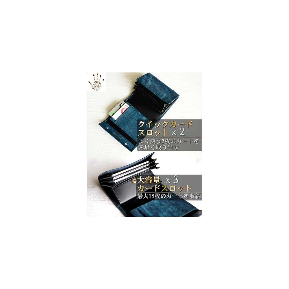 IrideScent Bi-fold Wallet for Men, Box-shaped Coin Purse, Italian Leather, Pueblo Leather, Mini