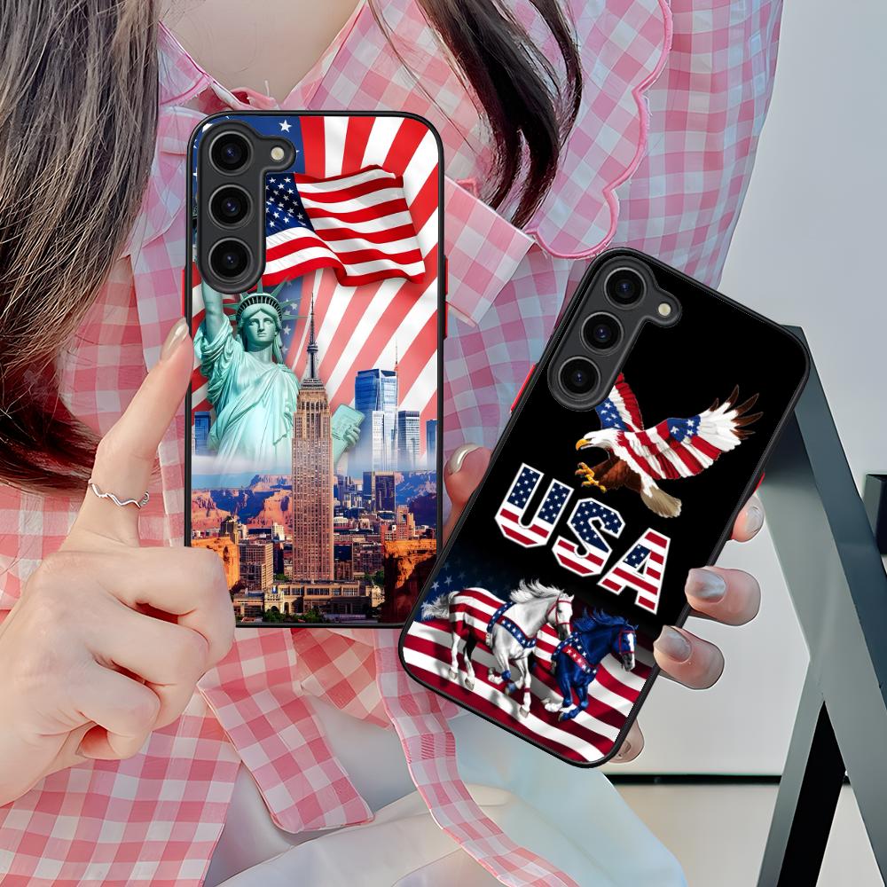 USA America Flag Silicone Mobile Phone Case for Samsung Galaxy S26 S25 S24 S23 S22 S21 Plus FE Ultra Colorful Cover