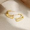 Minimalist Double Layer Square Shape Hoop Earrings for Women Stainless Steel Statement Geometric Ear Studs Trendy Jewelry Gifts