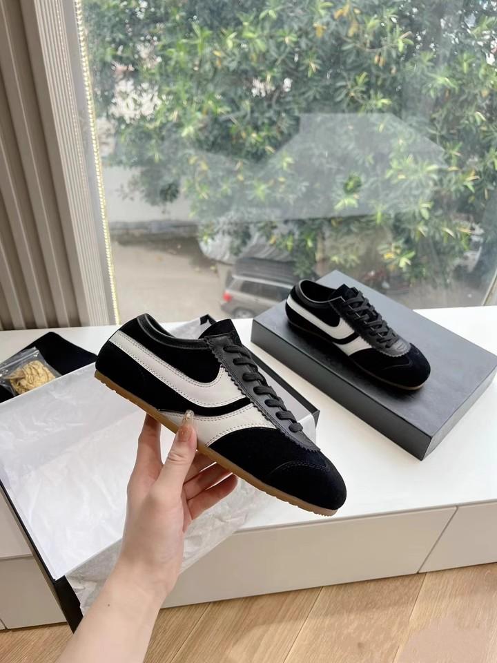 

Модные кожаные женские повседневные кроссовки Дизайнерская тренировочная обувь Лоскутные кроссовки на шнуровке Кожаная обувь на плоской подошве для женщин 38 чёрный