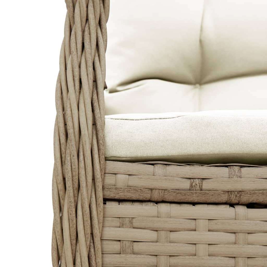 Garden Armchair 2 pcs Adjustable Beige Poly Rattan